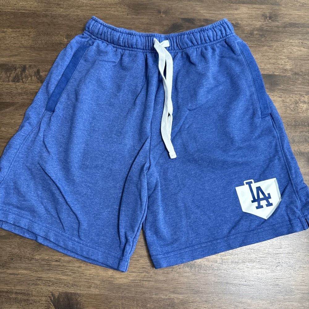 Los Angeles Dodgers Sweat Shorts Majestic Blue MLB Baseball Fleece Logo Small